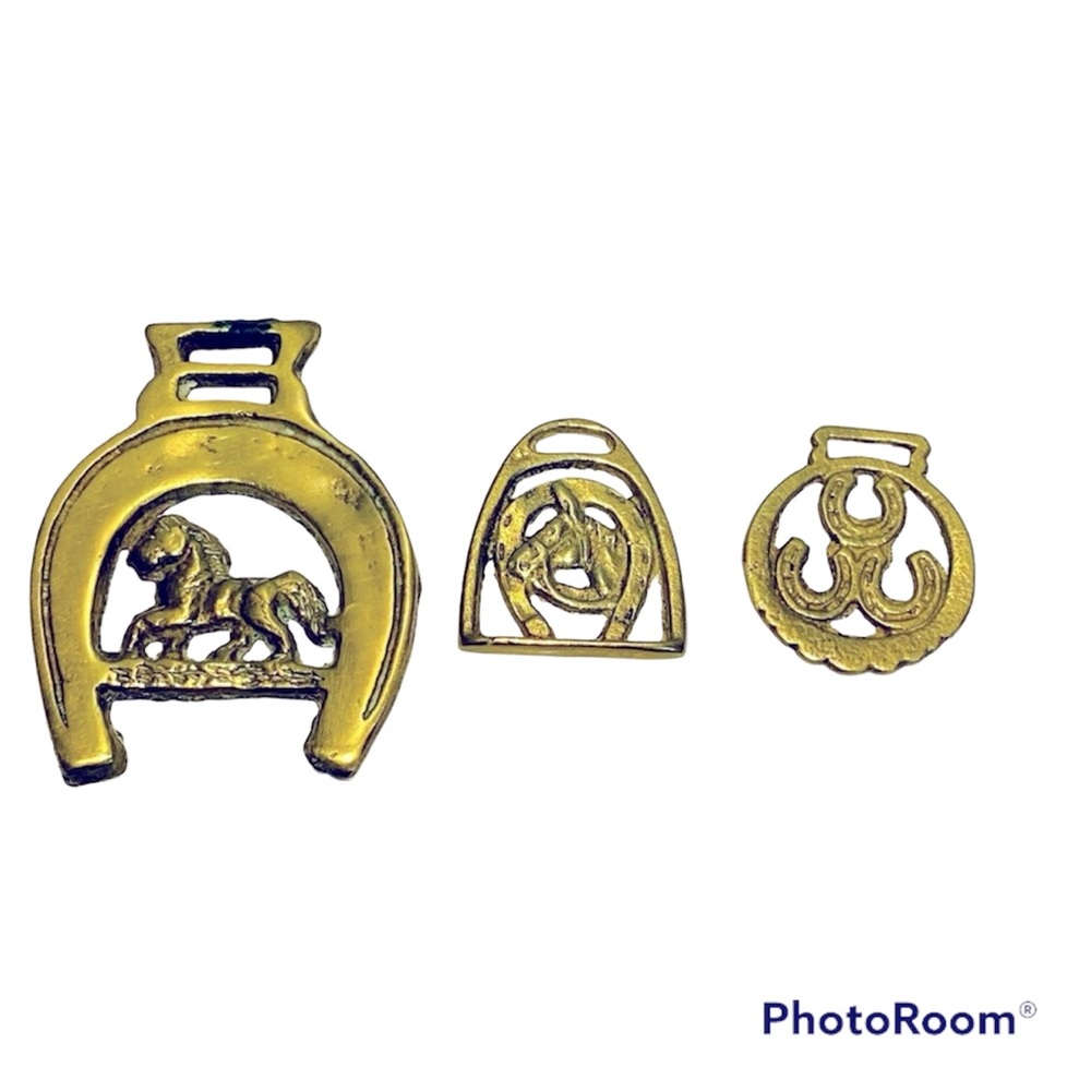 Brass Medallions Horse Bridle Brass Vintage Set of 3